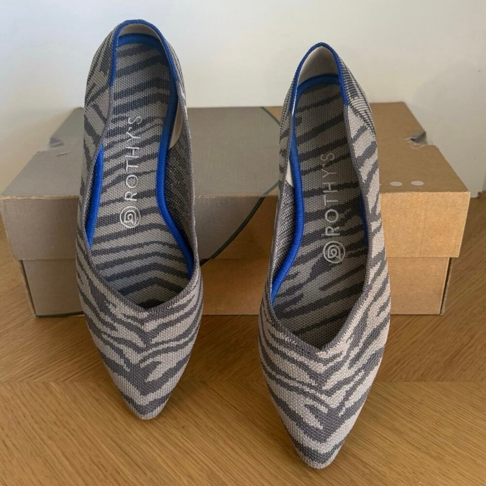 Rothy’s The Point ‘Zebra Print’ Women Slip On Shoes- SZ 8